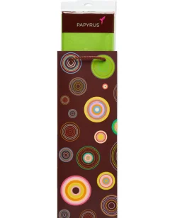 Abacus Circles Beverage Gift Bag with Retro Green Tissue Paper, 1 Gift Bag and 8 Sheets of Tissue Paper