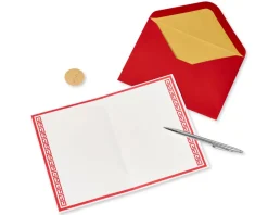 Asian Lasercut Design, Red & Gold Blank Greeting Card