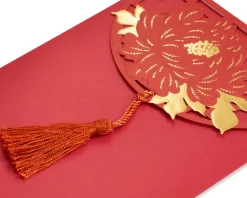 Asian Lasercut Design, Red & Gold Blank Greeting Card
