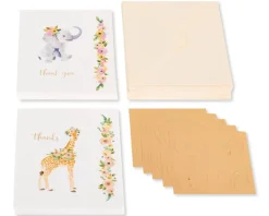 Baby Animals Thank You Boxed Blank Note Cards with Envelopes, 20-Count