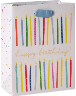 Balloons and Candles Birthday Gift Bags with Tissue Paper, 2 Bags, 8-Sheets