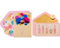 Balloons and Champagne Happy Birthday Cards, 2-Count