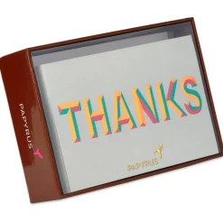 Beveled Thanks Thank You Boxed Blank Note Cards with Envelopes, 16-Count
