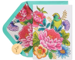 Bird and Flowers Birthday Greeting Card
