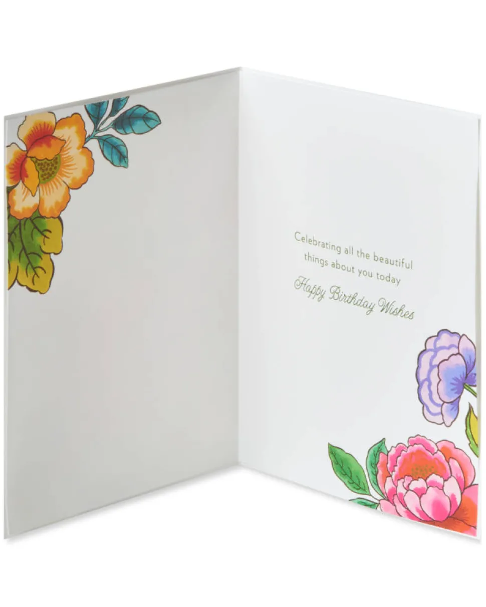 Bird and Flowers Birthday Greeting Card