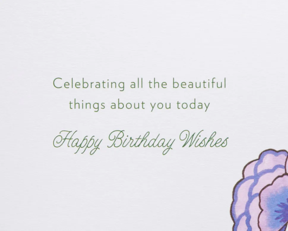 Bird and Flowers Birthday Greeting Card