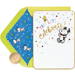 Birthday Blowout Peanuts Birthday Greeting Card with Snoopy Pin