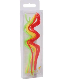 Birthday Candles, Green, Yellow, Orange and Red Swirl, 12-Count