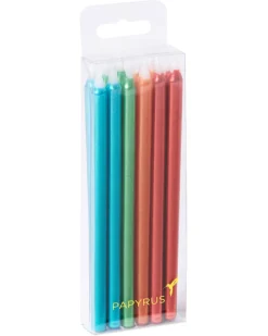 Birthday Candles Metallic Blue, Green, Orange and Red, 12-Count