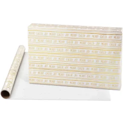 Black + Gold Dots, Joy, Stars Holiday Wrapping Paper Rolls, 3 Rolls
