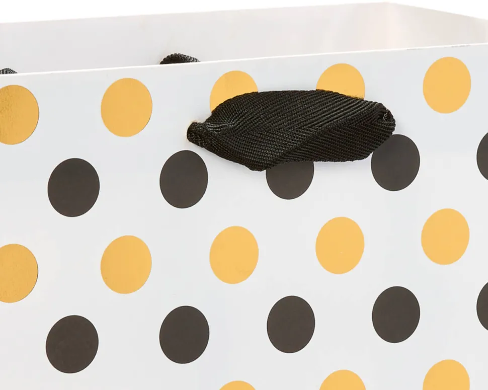 Black and Gold Polka Dots Large Gift Bag