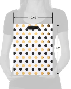 Black and Gold Polka Dots Large Gift Bag