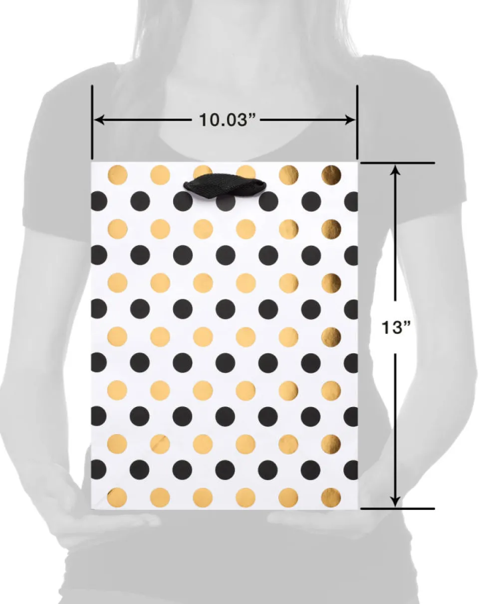 Black and Gold Polka Dots Large Gift Bag