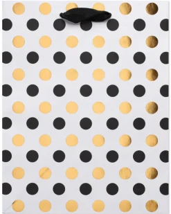 Black and Gold Polka Dots Large Gift Bag
