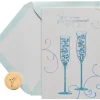 Blue Champagne Flute Wedding Greeting Card