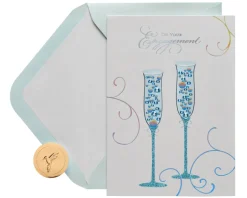 Blue Champagne Flute Wedding Greeting Card