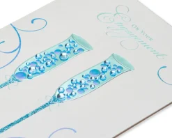 Blue Champagne Flute Wedding Greeting Card