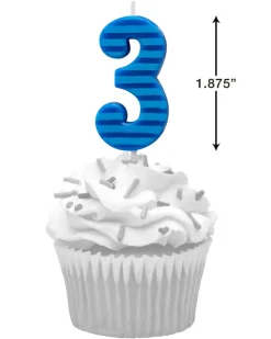 Blue Stripes Number Birthday Candles Pack, 10-Count