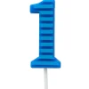Blue Stripes Number 1 Birthday Candle, 1-Count