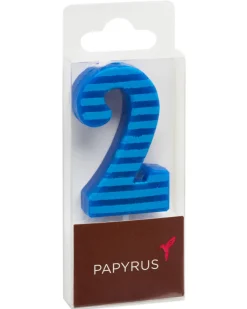 Blue Stripes Number 2 Birthday Candle, 1-Count