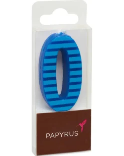 Blue Stripes Number 0 Birthday Candle, 1-Count