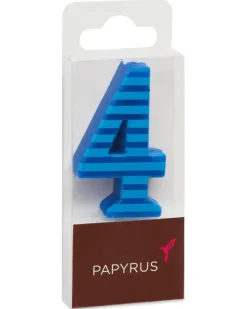 Blue Stripes Number 4 Birthday Candle, 1-Count