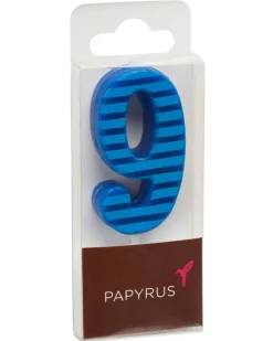 Blue Stripes Number 9 Birthday Candle, 1-Count