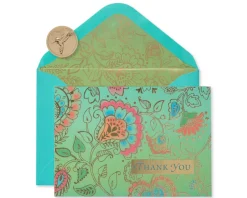 Bohemian Thank You Boxed Blank Note Cards and Envelopes, 12-Count