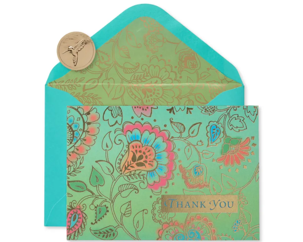 Bohemian Thank You Boxed Blank Note Cards and Envelopes, 12-Count