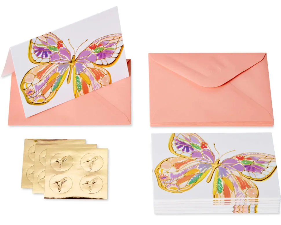 Bold Butterfly Blank Cards with Envelopes, 12-Count