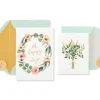 Bouquet and Wreath Wedding Greeting Card Bundle, 2-Count