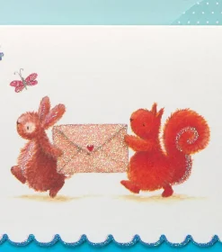 Bunny & Squirrel Boxed Blank Note Cards with Glitter, 14-Count