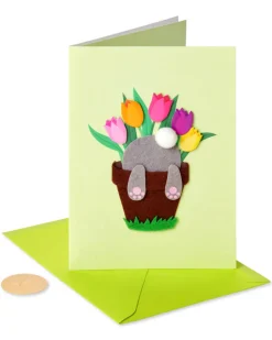 Bunny in Flower Pot Easter Greeting Card