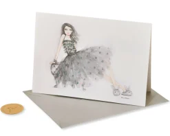 Bunny Slipper Girl Birthday Greeting Card- Designed by Bella Pilar