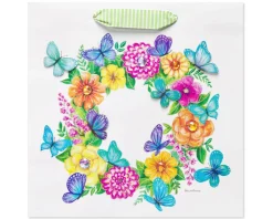 Butterflies and Floral Wreath Large Gift Bag – Designed by Bella Pilar, 1 Bag