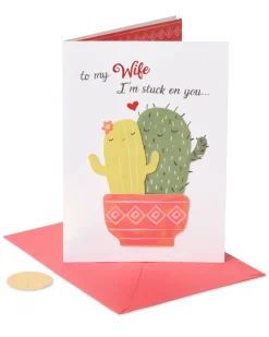 Cacti Funny Valentine’s Day Greeting Card for Wife