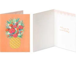 Cake and Pineapple Birthday Greeting Card Bundle, 2-Count