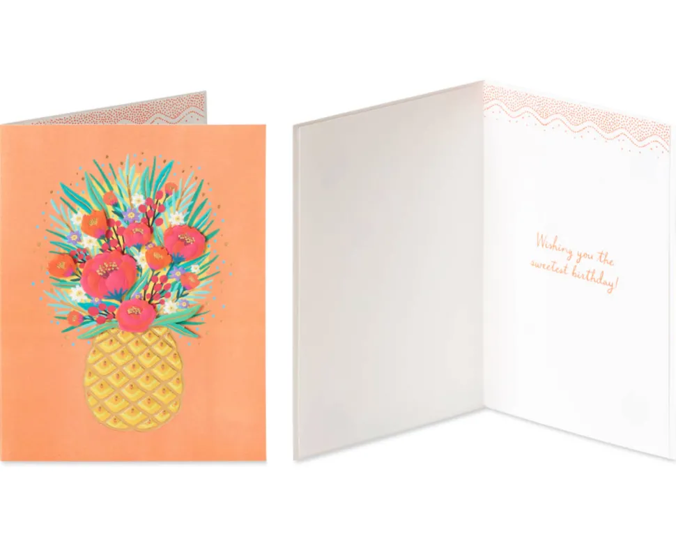 Cake and Pineapple Birthday Greeting Card Bundle, 2-Count