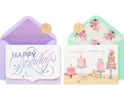 Cakes Birthday Greeting Card Bundle for Her, 2-Count