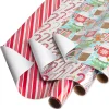 Candy Canes, Red + White Stripes, Hot Cocoa + Treats Holiday Wrapping Paper Rolls, 3 Rolls