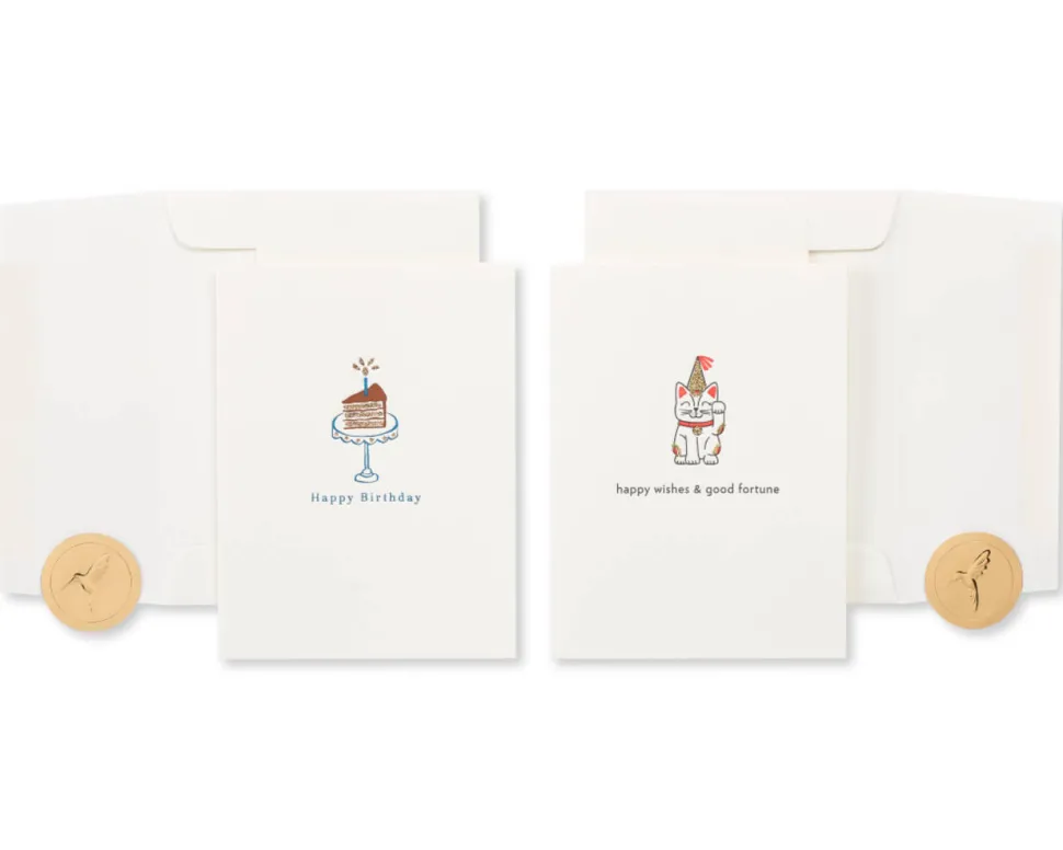 Cat and Cake Birthday Greeting Card Bundle, 2-Count