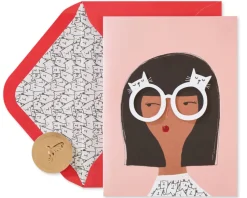 Cat Glasses Blank Greeting Card