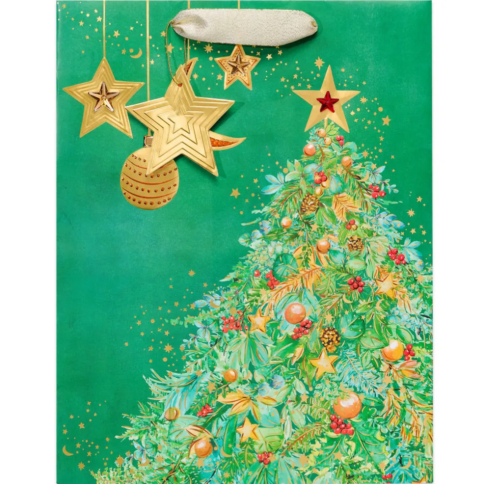 Celestial Christmas Tree 13″ Large Christmas Gift Bag, 1 Bag