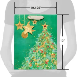 Celestial Christmas Tree 13″ Large Christmas Gift Bag, 1 Bag