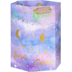 Celestial Clouds and Text 13″ Large Gift Bag for Birthdays, 1 Bag