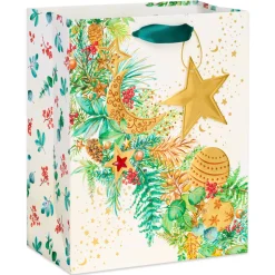 Celestial Evergreen 9″ Medium Christmas Gift Bag, Celestial Evergreen, 1 Bag