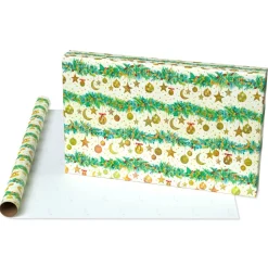 Celestial Evergreen Christmas Wrapping Paper Rolls, 3 Rolls