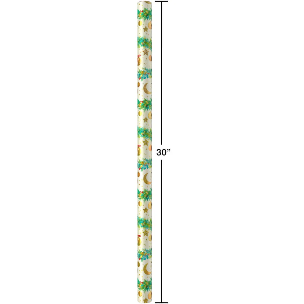 Celestial Evergreen Christmas Wrapping Paper Rolls, 3 Rolls