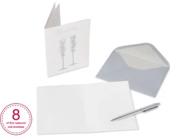 Champagne Flutes Boxed Cards and Envelopes, 8-Count