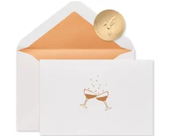 Champagne Glasses Blank Cards with Envelopes, 16-Count
